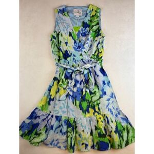Sam Edelman Women's Sleeveless Tie Mini Dress XXS/ 0 Green Multi Abstract New